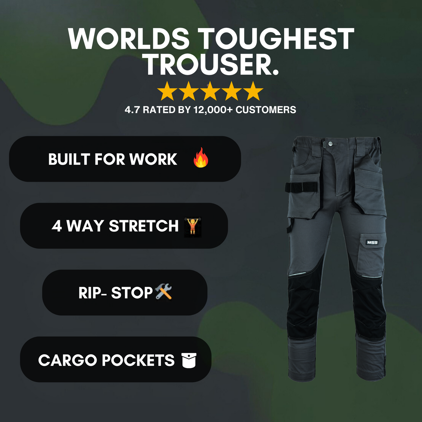 MS9™ Ultra-Stretch Pro Work Cargo Trousers