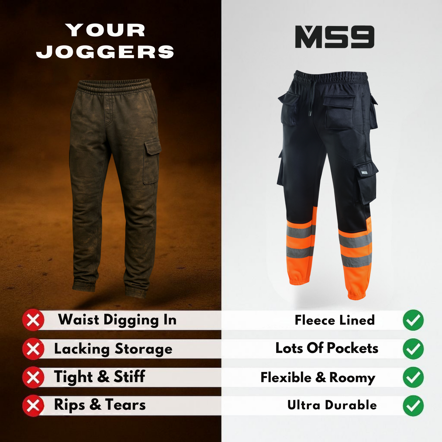 MS9™ Ultra-Stretch Regular Fit Work Cargo Joggers
