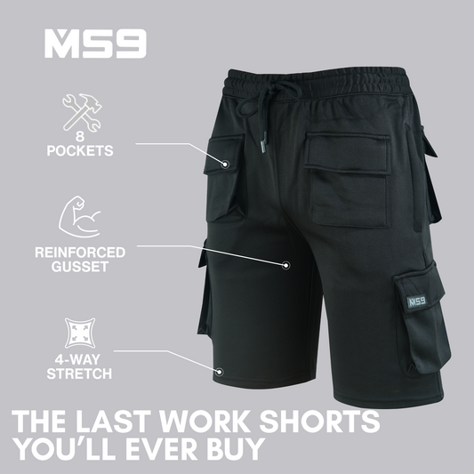 MS9™ Ultra-Stretch Pro Work Cargo Fleece Shorts